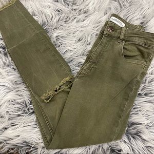 ZARA Army Green Mid Rise Jean